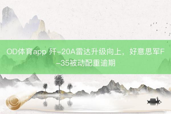 OD体育app 歼-20A雷达升级向上，好意思军F-35被动配重逾期
