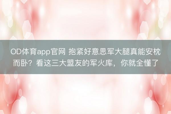 OD体育app官网 抱紧好意思军大腿真能安枕而卧?看这三大盟友的军火库,你就全懂了