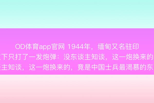 OD体育app官网 1944年，缅甸又名驻印军连长，在日军大队围攻下只打了一发炮弹：没东谈主知谈，这一炮换来的，竟是中国士兵最渴慕的东西